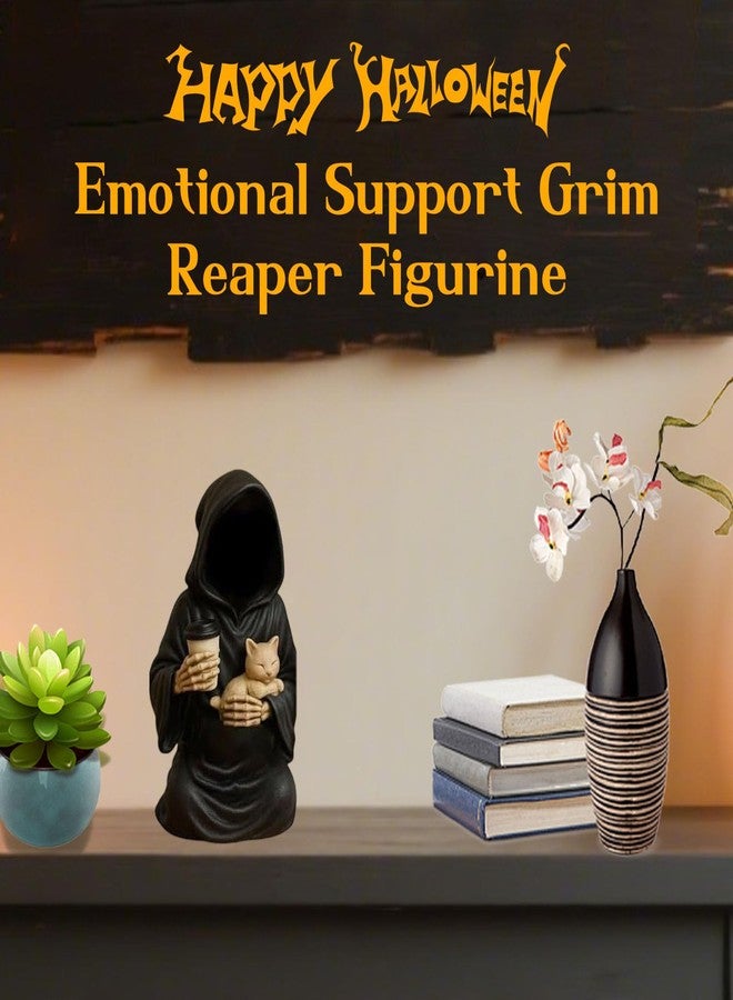 Gorbgle Halloween Decor, Gothic Decor Mysterious Resin Statue with Cat, Black Robe Spooky Figurines, Goth Sculptures Table Centerpiece for Home Office, Desk, Mantel, Bookshelf, Indoor Decorations - Image 2