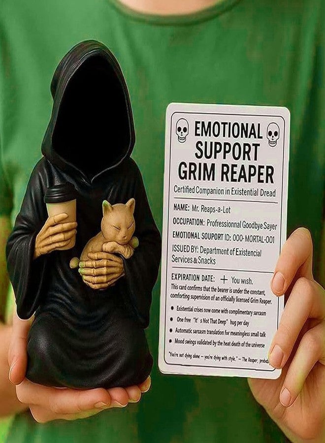 Gorbgle Halloween Decor, Gothic Decor Mysterious Resin Statue with Cat, Black Robe Spooky Figurines, Goth Sculptures Table Centerpiece for Home Office, Desk, Mantel, Bookshelf, Indoor Decorations - Image 4