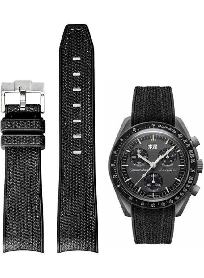 Watch Bands for Omega X Swatch Moonswatch Watch 20mm Curved Rubber Strap Silicone Watch Band Men Women Replacement Bracelet Omega MoonSwatch Speedmaster No Gap Strap - Image 1