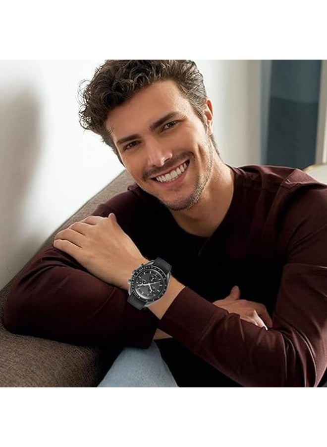 Watch Bands for Omega X Swatch Moonswatch Watch 20mm Curved Rubber Strap Silicone Watch Band Men Women Replacement Bracelet Omega MoonSwatch Speedmaster No Gap Strap - Image 2