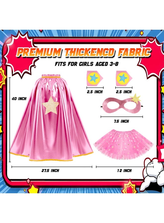 NajmStyle Superhero Capes Capes and Masks for Kids, Super Hero Costumesfor Girls,Toddler Super Hero Capes Dress up, Halloween Cosplay for 3 4 5 6 7 8 Year Old Girls Gifts,Cosplay Stage Performance(Pink) - Image 2