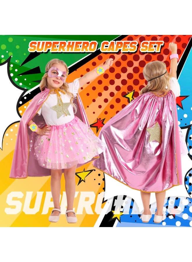 NajmStyle Superhero Capes Capes and Masks for Kids, Super Hero Costumesfor Girls,Toddler Super Hero Capes Dress up, Halloween Cosplay for 3 4 5 6 7 8 Year Old Girls Gifts,Cosplay Stage Performance(Pink) - Image 5