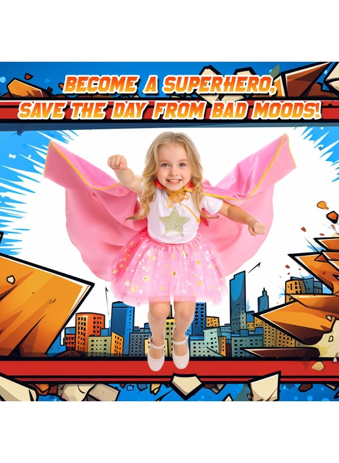 NajmStyle Superhero Capes Capes and Masks for Kids, Super Hero Costumesfor Girls,Toddler Super Hero Capes Dress up, Halloween Cosplay for 3 4 5 6 7 8 Year Old Girls Gifts,Cosplay Stage Performance(Pink) - Image 4