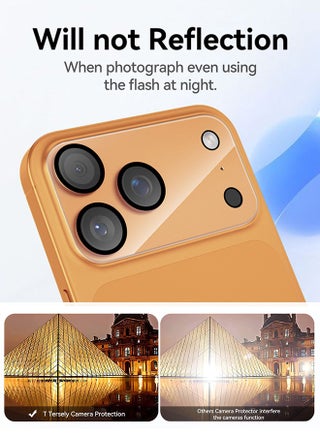 [حزمة من 3 قطع] واقي شاشة عدسة الكاميرا لهاتف iPhone 17 Pro مقاس 6.3 بوصة، واقي شاشة زجاجي شفاف عالي الوضوح بصلابة 9H - view 3