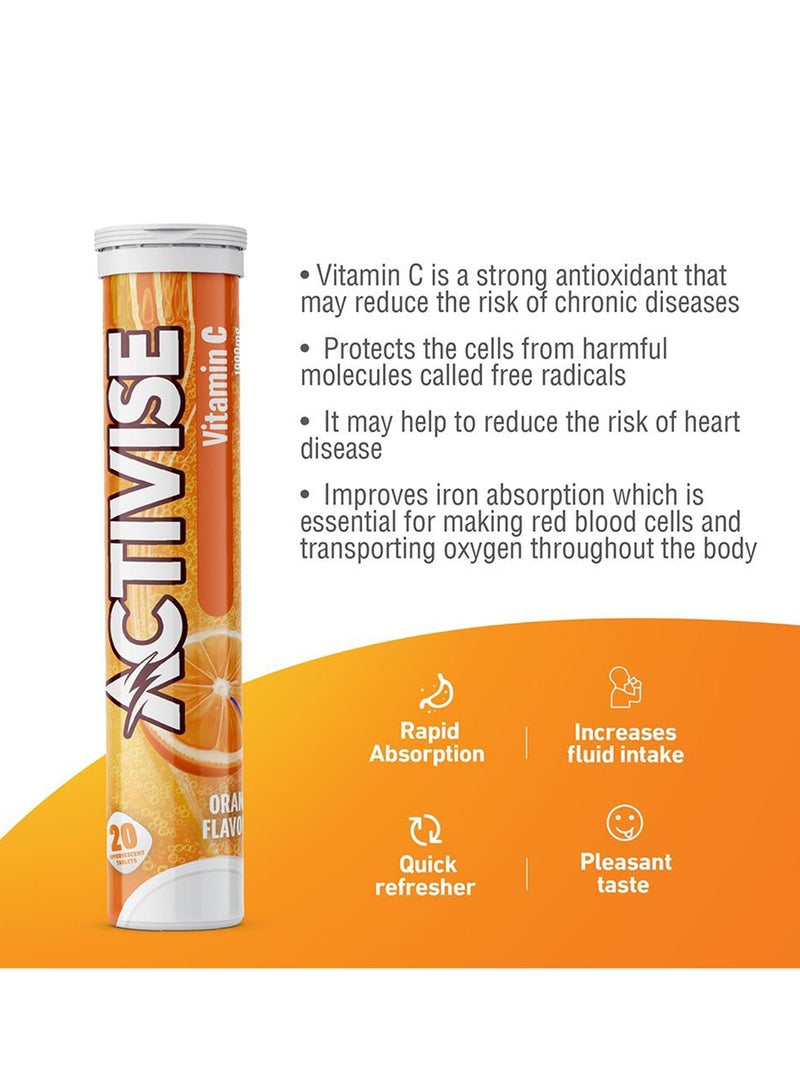 Activise Vitamin C 1000Mg Effervescent Tablets Orange Flavor Pack Of 20'S - Image 2