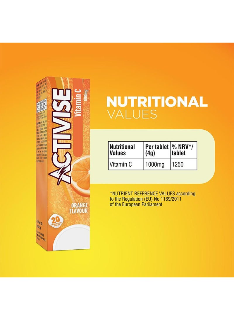 Activise Vitamin C 1000Mg Effervescent Tablets Orange Flavor Pack Of 20'S - Image 5
