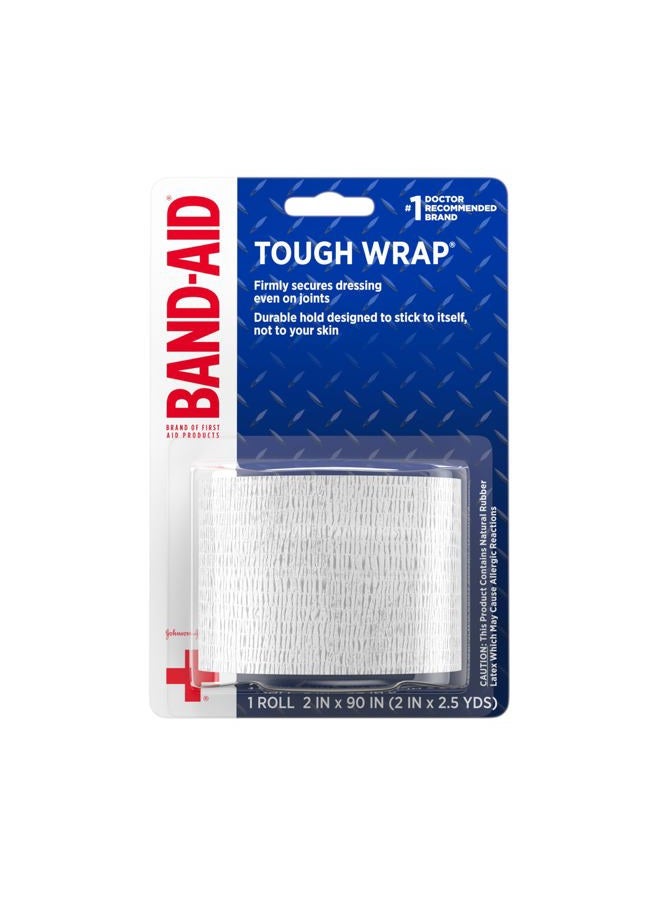 Band-Aid Brand of First Aid Products Tough Wrap Self-Adhesive Bandage Wrap, Elastic & Water-Resistant for Minor Wound Care & Dressing, Flexible Fabric, Lightweight, Durable, 2 in by 2.5 yd - Image 1