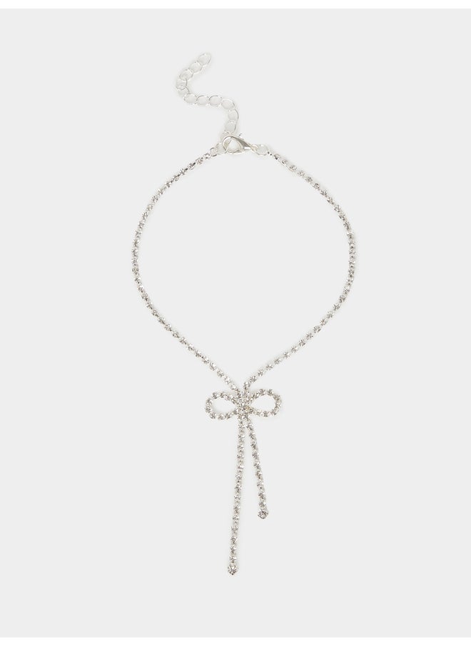 Styli Embellished Ribbon Drop Anklet