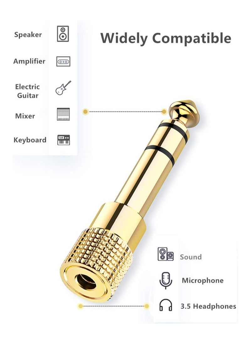 GUDOO 3 Pack 6.35mm (1/4 inch) Male to 3.5mm (1/8 inch) Female Stereo Jack Audio Adapter Gold Plated, 3-Conductor TRS AUX Plug  - Image 4