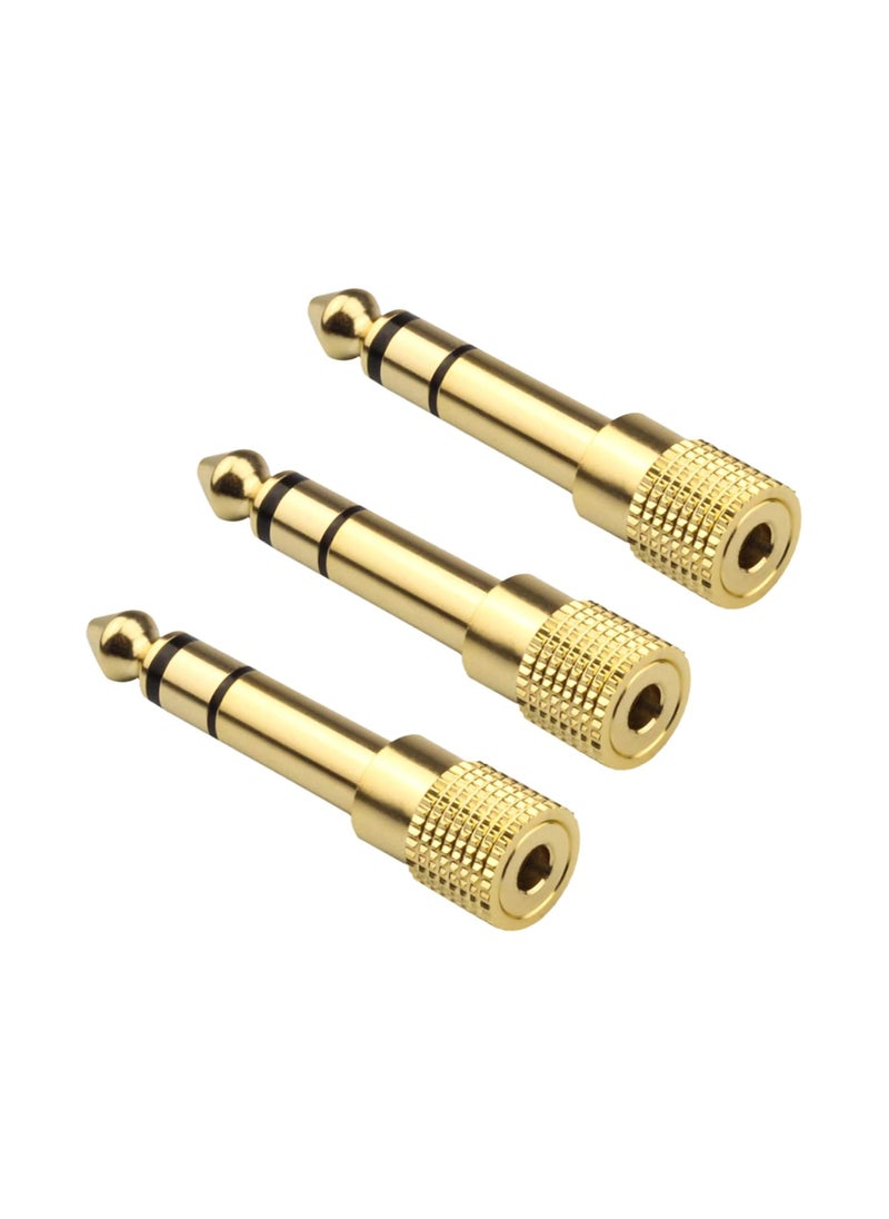 GUDOO 3 Pack 6.35mm (1/4 inch) Male to 3.5mm (1/8 inch) Female Stereo Jack Audio Adapter Gold Plated, 3-Conductor TRS AUX Plug  - Image 1