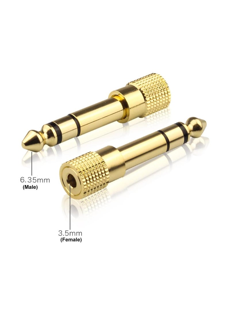 GUDOO 3 Pack 6.35mm (1/4 inch) Male to 3.5mm (1/8 inch) Female Stereo Jack Audio Adapter Gold Plated, 3-Conductor TRS AUX Plug  - Image 3