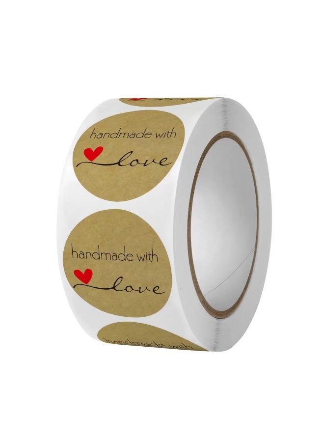 Brown Handmade with Love Stickers – Pack of 1 ( 500 Stickers )