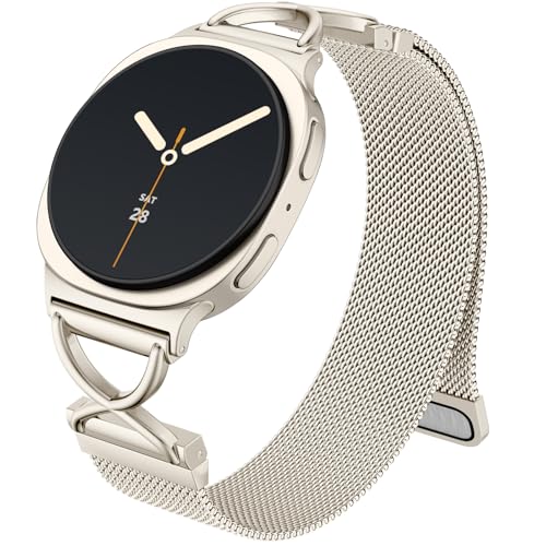 Dirrelo Magnetic Metal Milanese Mesh Bands Compatible with Samsung Galaxy Watch 8 Band 40mm 44mm/Galaxy Watch 8 Classic Band 46mm for Women, Stainless Steel Breathable Dressy Strap, Starlight - Image 1