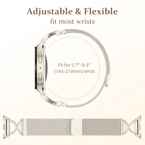 Dirrelo Magnetic Metal Milanese Mesh Bands Compatible with Samsung Galaxy Watch 8 Band 40mm 44mm/Galaxy Watch 8 Classic Band 46mm for Women, Stainless Steel Breathable Dressy Strap, Starlight - Image 5