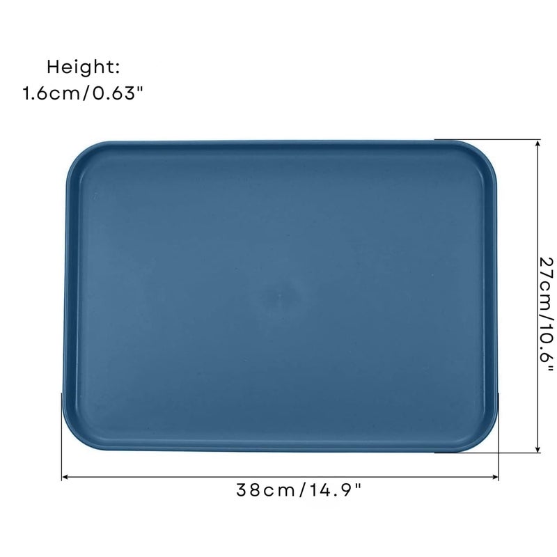 P-Plus International Wheat Straw Elegant Serving Tray for Sandwiches, Cake, Sliced Cheese, and Deli Meat Large Food Serving Tray Dinner Trays for Eating Food Drinks Trays (38cm, Blue, Pack of 2) - Image 2