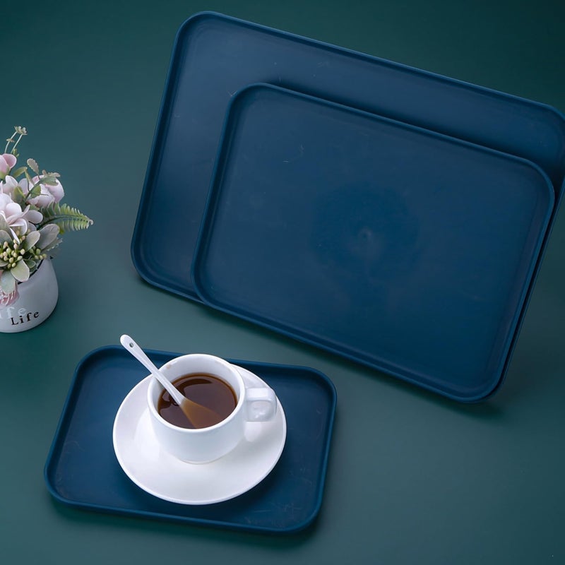 P-Plus International Wheat Straw Elegant Serving Tray for Sandwiches, Cake, Sliced Cheese, and Deli Meat Large Food Serving Tray Dinner Trays for Eating Food Drinks Trays (38cm, Blue, Pack of 2) - Image 5