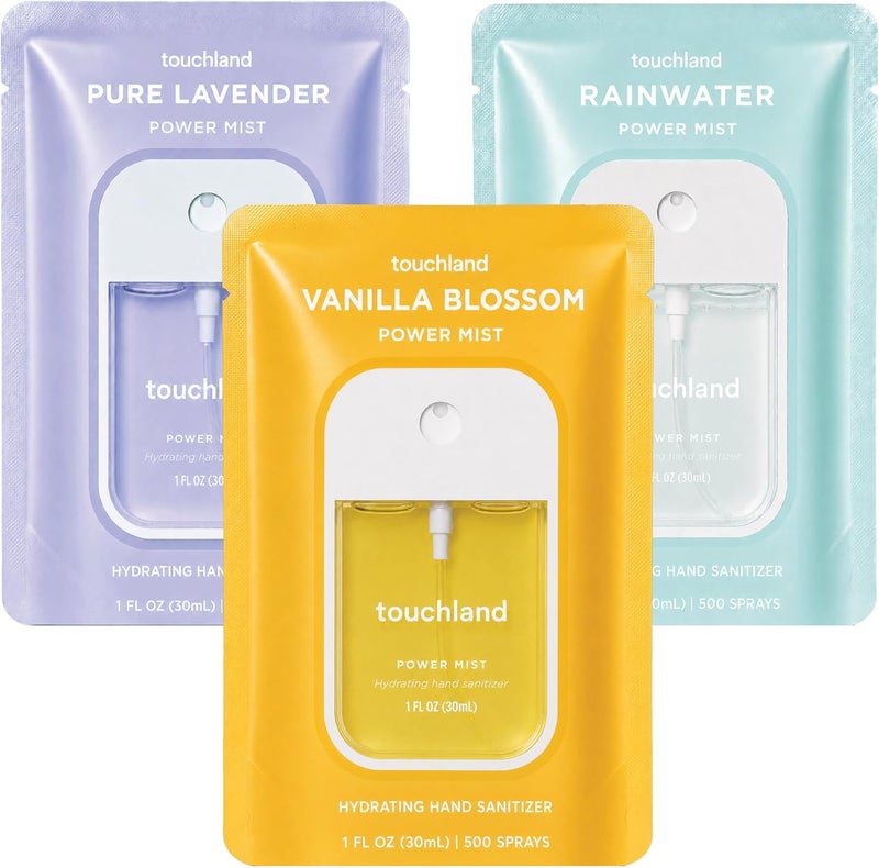 Changing environment compatible Power Mist Hydrating Hand Sanitizer Spray, BLOSSOM Trio Set (Lavender, Vanilla, Rainwater), 1 FL. OZ. Travel Size (Set of 3) Storage transit efficiency build - Image 1