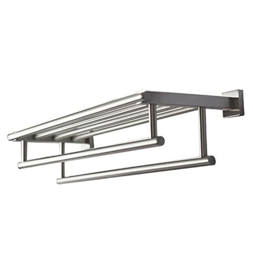 QT Home Decor Premium Modern Double Hanging Quadruple Towel Bar Rack wSquare Base 24 Inches Brushed Finish Stainless Steel Water and Rust Proof Top of The line Rack and Shelf