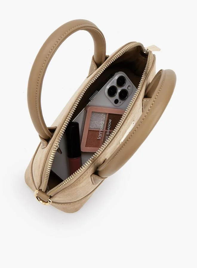 Flora Bella By Shoexpress BEIGE Solid Crossbody Bag With Zip Closure for Women | Best Price UAE