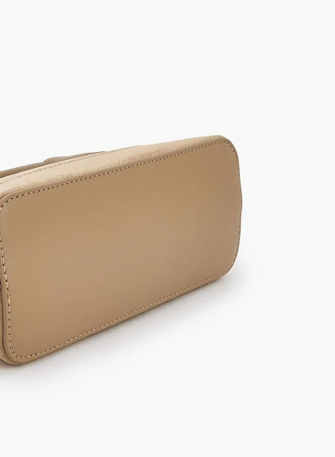 Flora Bella By Shoexpress BEIGE Solid Crossbody Bag With Zip Closure for Women | Best Price UAE