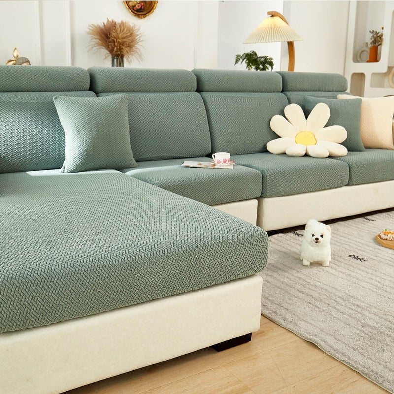 Disayu Sofa Covers Couch Covers for Sofa Pet Friendly Couch Cushion Covers Universal Sofa Covers Washable Stretch Slipcovers for Sectional Sofa (Texture Green,Back Cover M) - Image 1