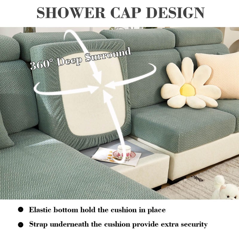 Disayu Sofa Covers Couch Covers for Sofa Pet Friendly Couch Cushion Covers Universal Sofa Covers Washable Stretch Slipcovers for Sectional Sofa (Texture Green,Back Cover M) - Image 4