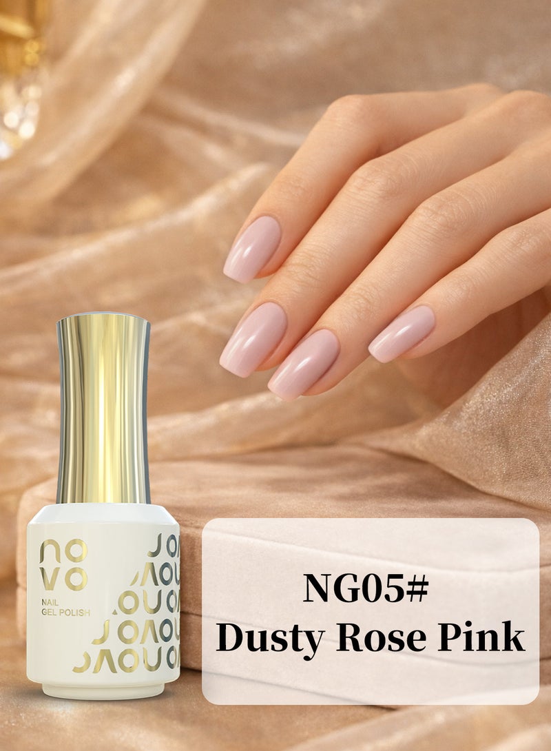 Novo 3-in-1 One Step Gel Polish, No Base&Top Needed, Soak-Off UV LED Cure Nail Art Manicure DIY Home 12ml-NG05# Dusty Rose Pink - Image 2