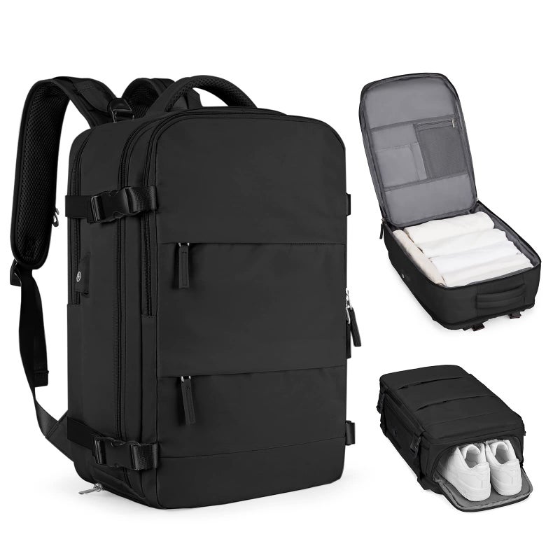 Large Travel Backpack For Women Men Airline Approved Carry On Backpack Flight Approved Waterproof Sports Luggage Backpack Casual Daypack Small Hiking Backpack Black Backpack