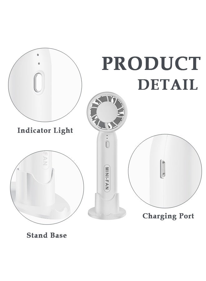 Portable Mini Fan, Handheld USB Electric Fan-Three Gears Wind Quiet & Powerful, Small & Compact Perfect for Travel, Built-in Rechargeable Large Capacity Battery Provides Long Duration (White) - Image 4