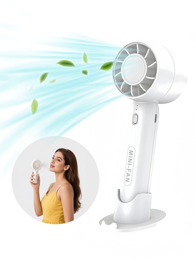 Portable Mini Fan, Handheld USB Electric Fan-Three Gears Wind Quiet & Powerful, Small & Compact Perfect for Travel, Built-in Rechargeable Large Capacity Battery Provides Long Duration (White) - Image 1