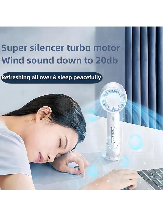 Portable Mini Fan, Handheld USB Electric Fan-Three Gears Wind Quiet & Powerful, Small & Compact Perfect for Travel, Built-in Rechargeable Large Capacity Battery Provides Long Duration (White) - Image 5