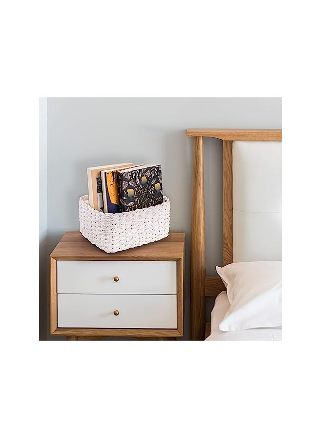 KASTWAVE سلال تخزين مصنوعة من الورق المتين، سلال منسوجة متعددة الاستخدامات للأطفال، هدايا، فارغة - بيضاء 3 أحجام - Image 4