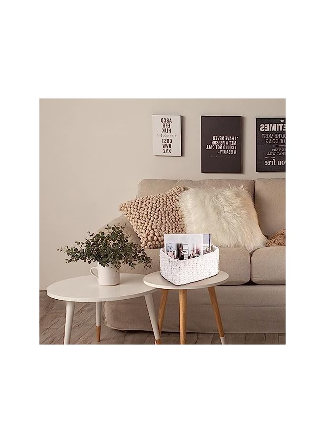 KASTWAVE سلال تخزين مصنوعة من الورق المتين، سلال منسوجة متعددة الاستخدامات للأطفال، هدايا، فارغة - بيضاء 3 أحجام - Image 3