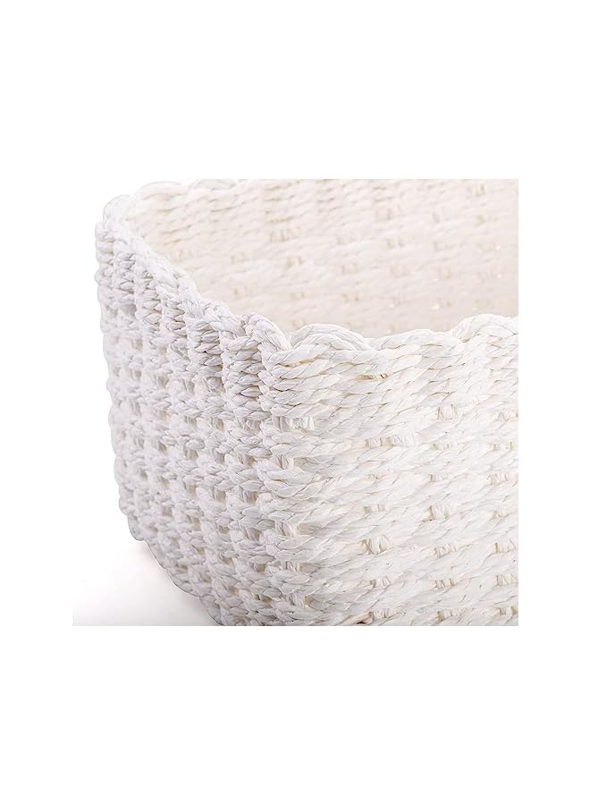 KASTWAVE سلال تخزين مصنوعة من الورق المتين، سلال منسوجة متعددة الاستخدامات للأطفال، هدايا، فارغة - بيضاء 3 أحجام - Image 2