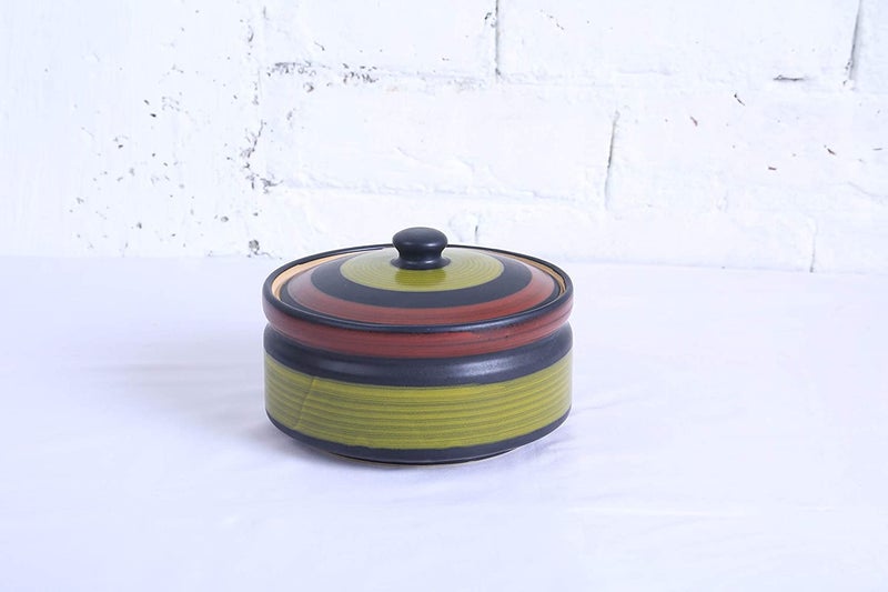 Caffeine Ceramic Handmade Green Chandrakari Serving Casserole with Lid (Set of 3) - Image 4