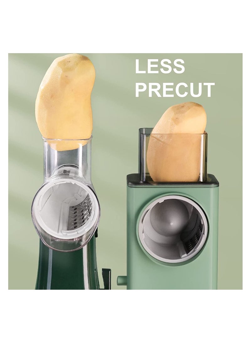 Rotary Vegetable Cutter + Cheese Grater -  Vegetable Shredder Round Mandoline Slicer, Grater, Salad Maker - Large Feed Port - Suction Base - Vegetable, Fruit, Cookie, OREO, Nuts (Green) - Image 3