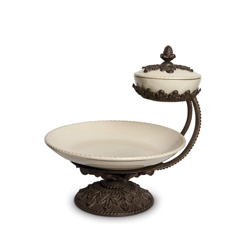 GG Collection GG 16 D Baroque Chip Dip Server Other Decor 15InL x 15InW x 18InH Dark Brown 