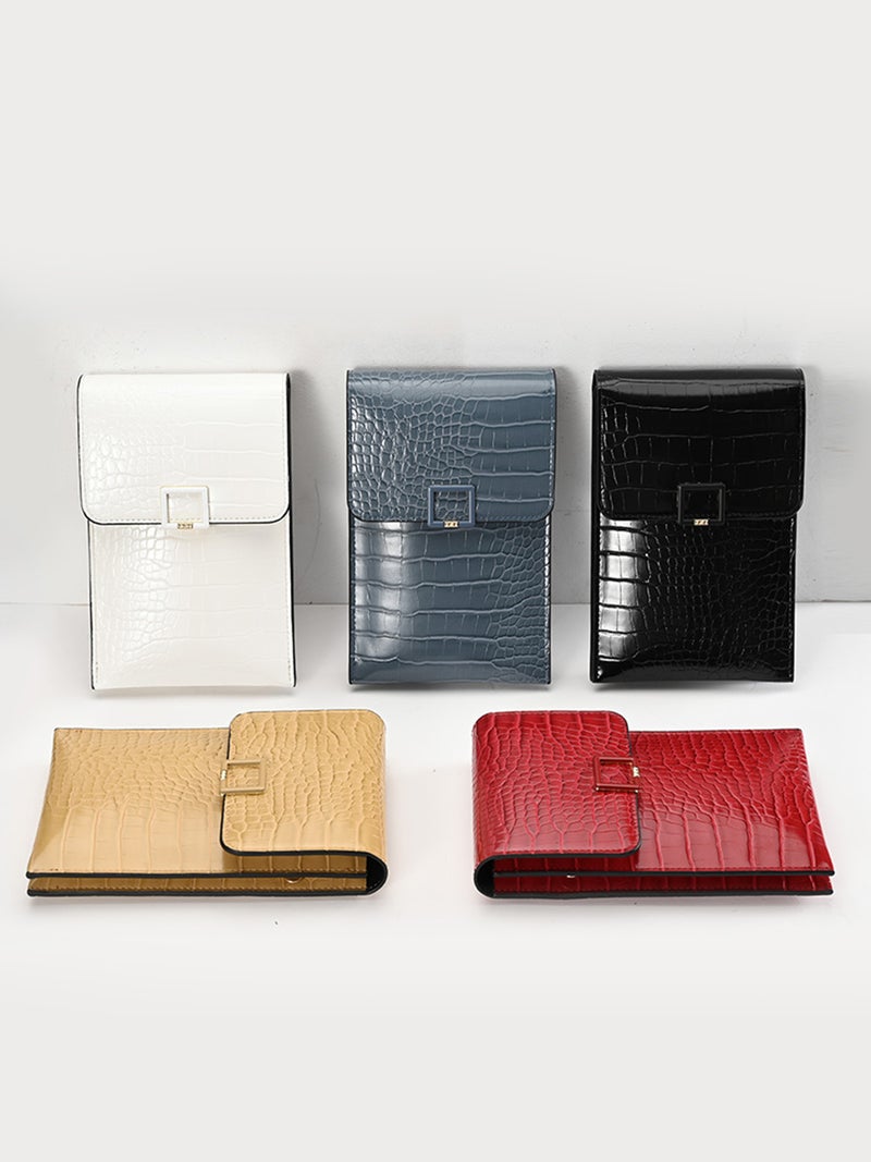 Women Phone Bag with Shoulder Strap Transparent Window PU Leather Wallet - Image 2