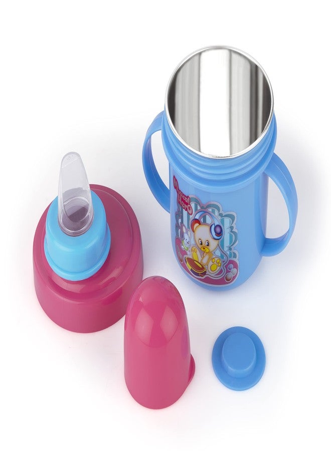 Zerya Hippo Stainless Steel Baby Spout Sipper Cup for Kids/Toddler with Soft Silicone 250 ML (SkyBlue) - Image 1