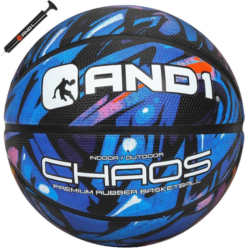And1 Chaos Basketball: Official Regulation Size 7 (29.5 inches) Rubber - Deep Channel Construction Streetball, Made for Indoor Outdoor Basketball Games - Image 1