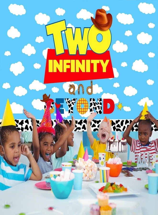 RTMISA Two Infinity and Beyond Birthday Banner Decorations Cartoon 2nd Birthday Decor for Boy Girl, Farmhouse Cowboy 2 Year Old Birth Day Backdrop Party Decor Supplies - Image 4