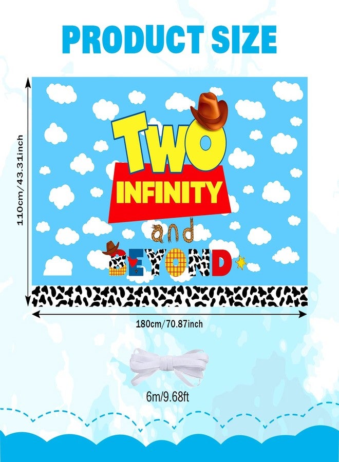 RTMISA Two Infinity and Beyond Birthday Banner Decorations Cartoon 2nd Birthday Decor for Boy Girl, Farmhouse Cowboy 2 Year Old Birth Day Backdrop Party Decor Supplies - Image 3