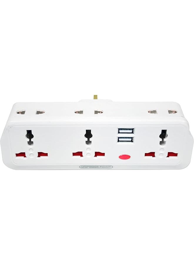 Unipower - Unipower 8 in 1 Multi Plug wall Extension Socket with 2 USB, 6 Way Multiple Electrical Outlet Adaptor with Light, Electrical Power Extender Outlet Adaptor for Home, Office, Kitchen - Image 1