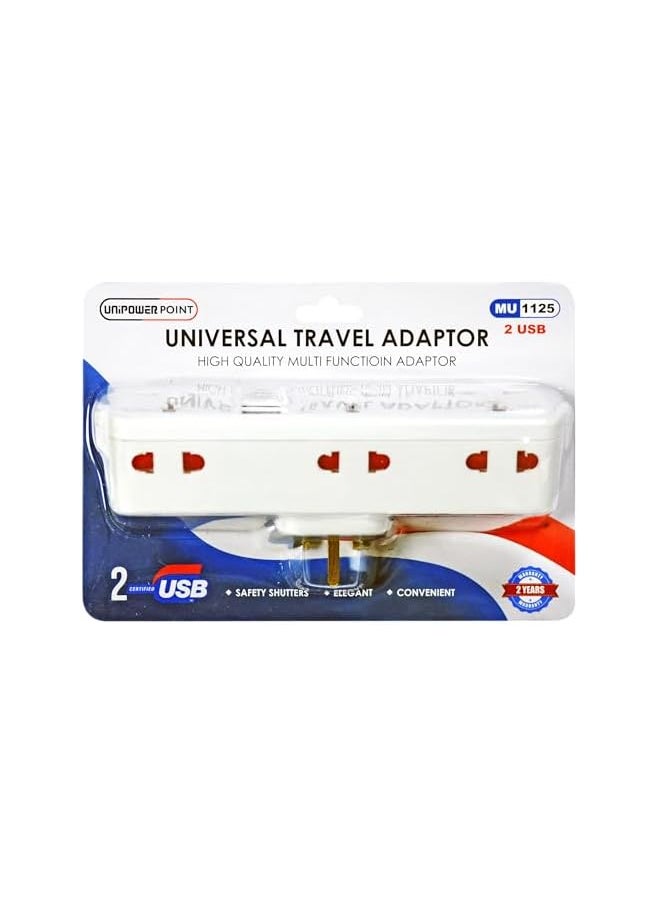 Unipower - Unipower 8 in 1 Multi Plug wall Extension Socket with 2 USB, 6 Way Multiple Electrical Outlet Adaptor with Light, Electrical Power Extender Outlet Adaptor for Home, Office, Kitchen - Image 1