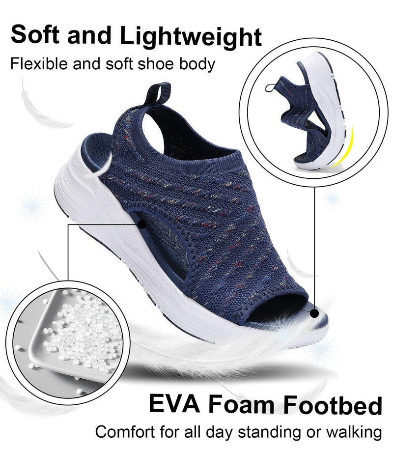 GoodValue Womens Comfortable Orthopedic Sandals Arch Support Ladies Walking Sport Athletic Sandals Open Toe Slip On Plantar Fasciitis Platform Dress Sandal 2 Inches Heel - Image 3