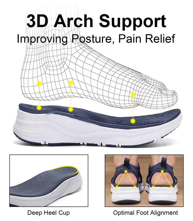 GoodValue Womens Comfortable Orthopedic Sandals Arch Support Ladies Walking Sport Athletic Sandals Open Toe Slip On Plantar Fasciitis Platform Dress Sandal 2 Inches Heel - Image 2