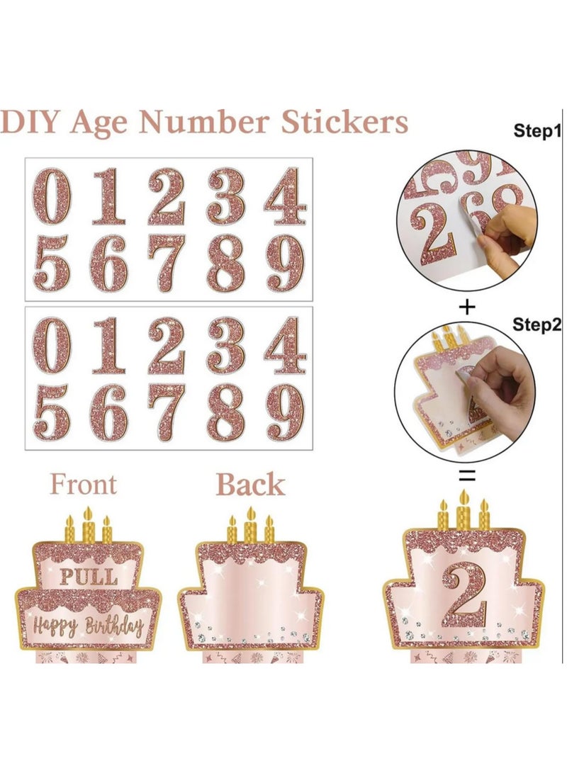 Happy Birthday Money Gift Box with DIY Stickers for Any Age - Pink Rose Gold Surprise Birthday Party Cash Gift Box Party Decor (Rose gold) - Image 2