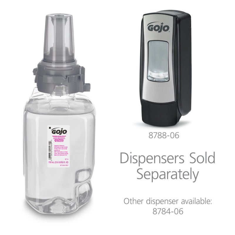 GOJO Antibacterial Foam Handwash Plum Fragrance, 700 mL Foam Hand Soap Refill ADX-7 Push-Style Dispenser (Pack of 4) - 8712-04 - Image 3
