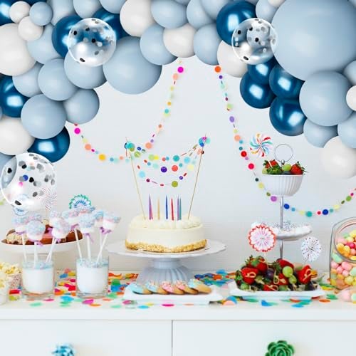 anGrace Blue Balloon Garland Arch Kit 109 Pcs Macaron Blue Confetti Metallic White Silver Balloons for Baby Shower Boys Birthday Party Wedding Graduation Decoration Supplies - Image 5