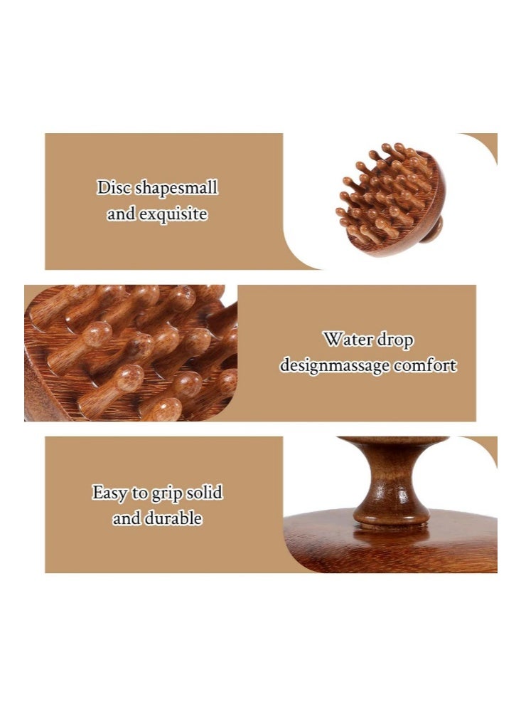 جورفنت مدلك فروة الرأس الخشبي بمقبض، فرشاة تدليك، مدلك فروة الرأس بخشب الصندل. - Image 5